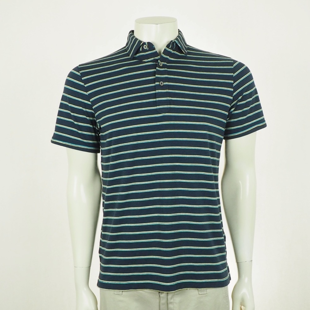 Tasc Performance Golf Polo Shirt Mens Small Blue Striped Cotton Bamboo Blend